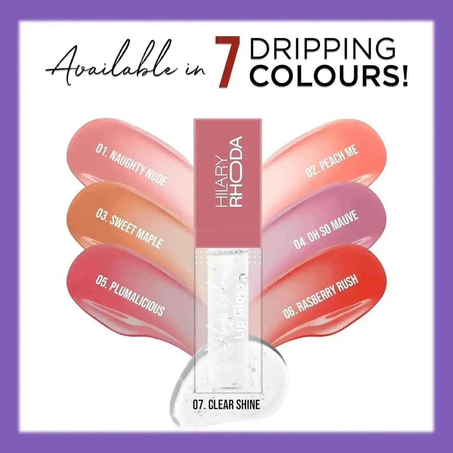 hilary rhoda glass glow lip gloss – nourishing, hydrating, high shine, juicy & plump lips, 5ml (clear shine)