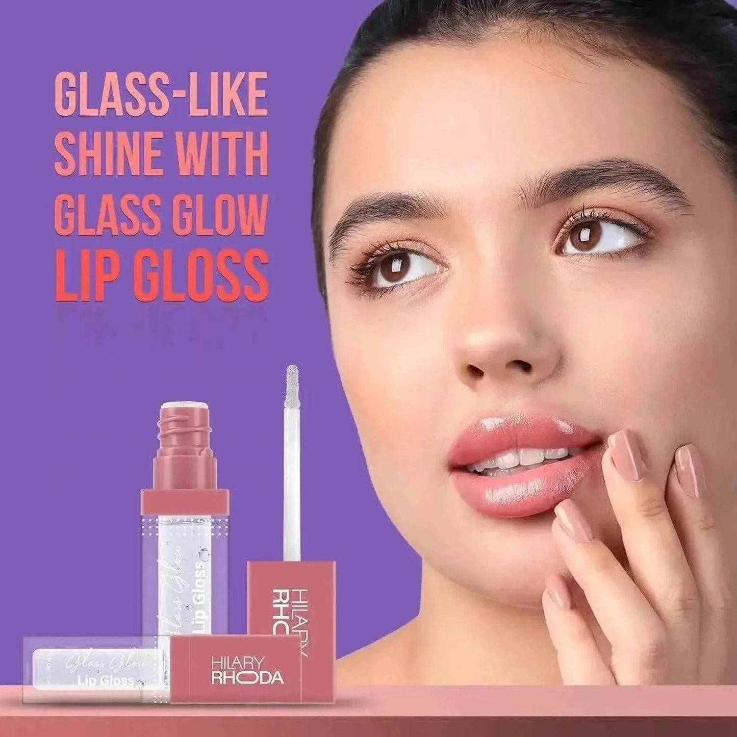 hilary rhoda glass glow lip gloss – nourishing, hydrating, high shine, juicy & plump lips, 5ml (clear shine)