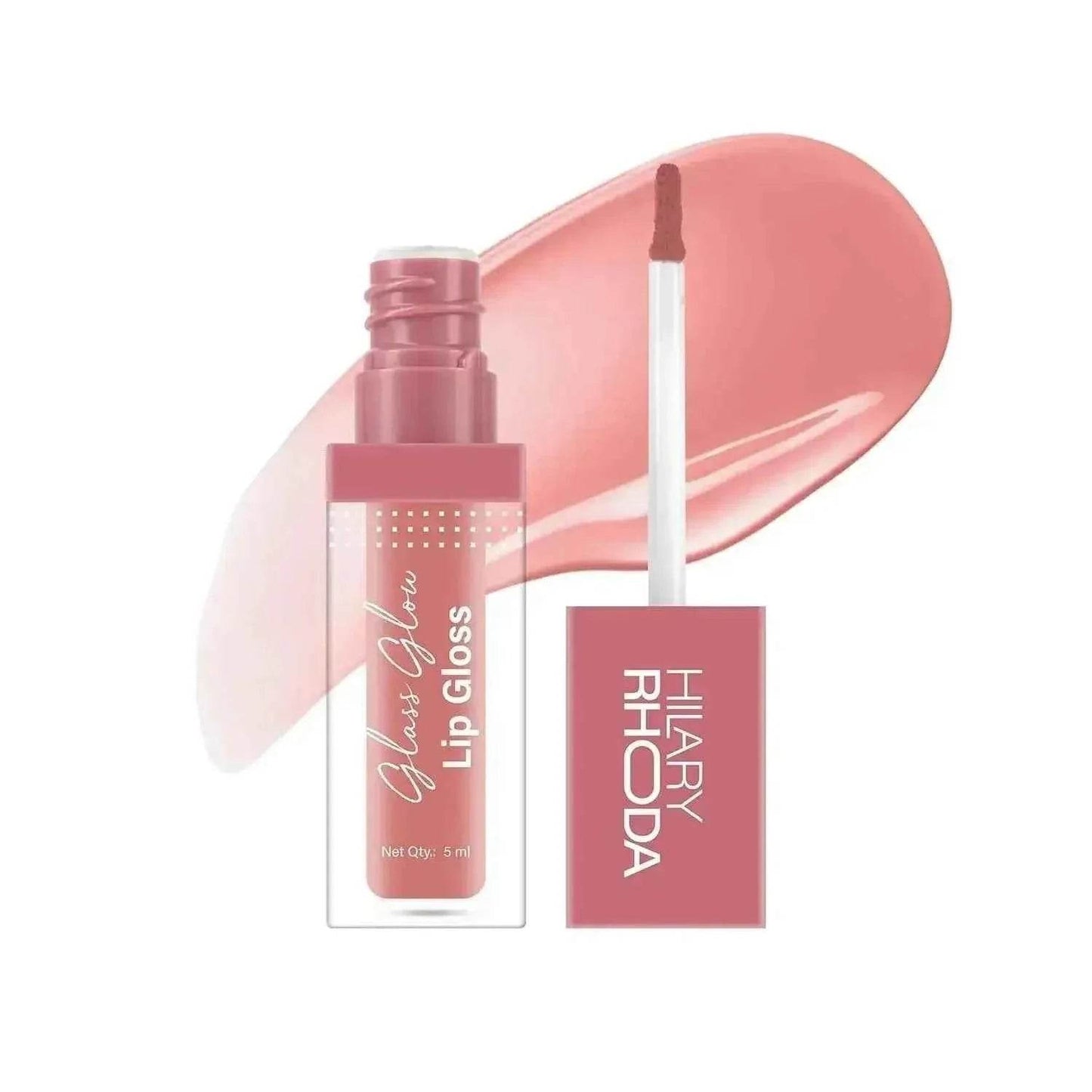 hilary rhoda glass glow lip gloss – nourishing, hydrating, high shine, juicy & plump lips, 5ml (naughty nude)