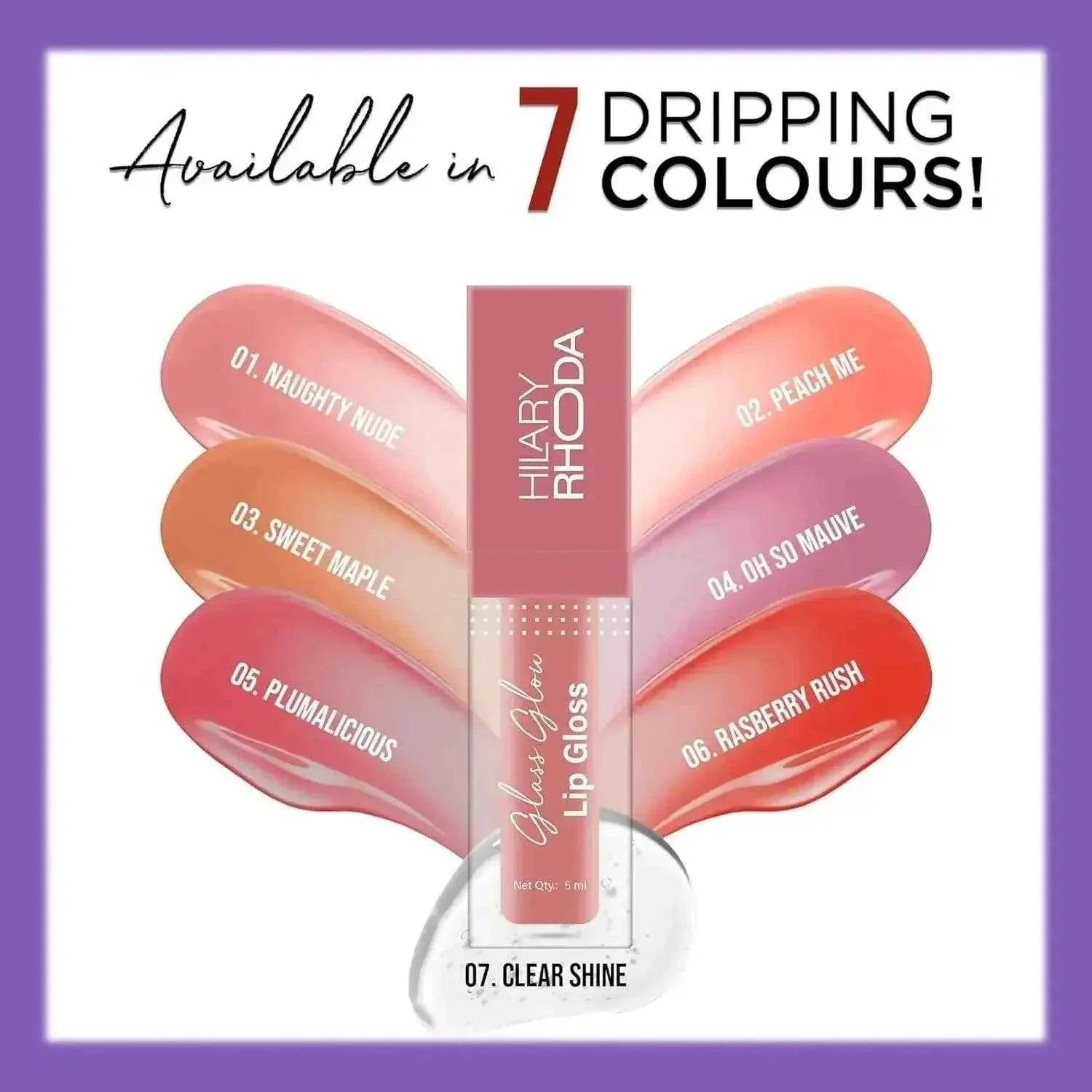 Hilary Rhoda Glass Glow Lip Gloss – Nourishing, Hydrating, High Shine, Juicy & Plump Lips, 5ml (Naughty Nude)