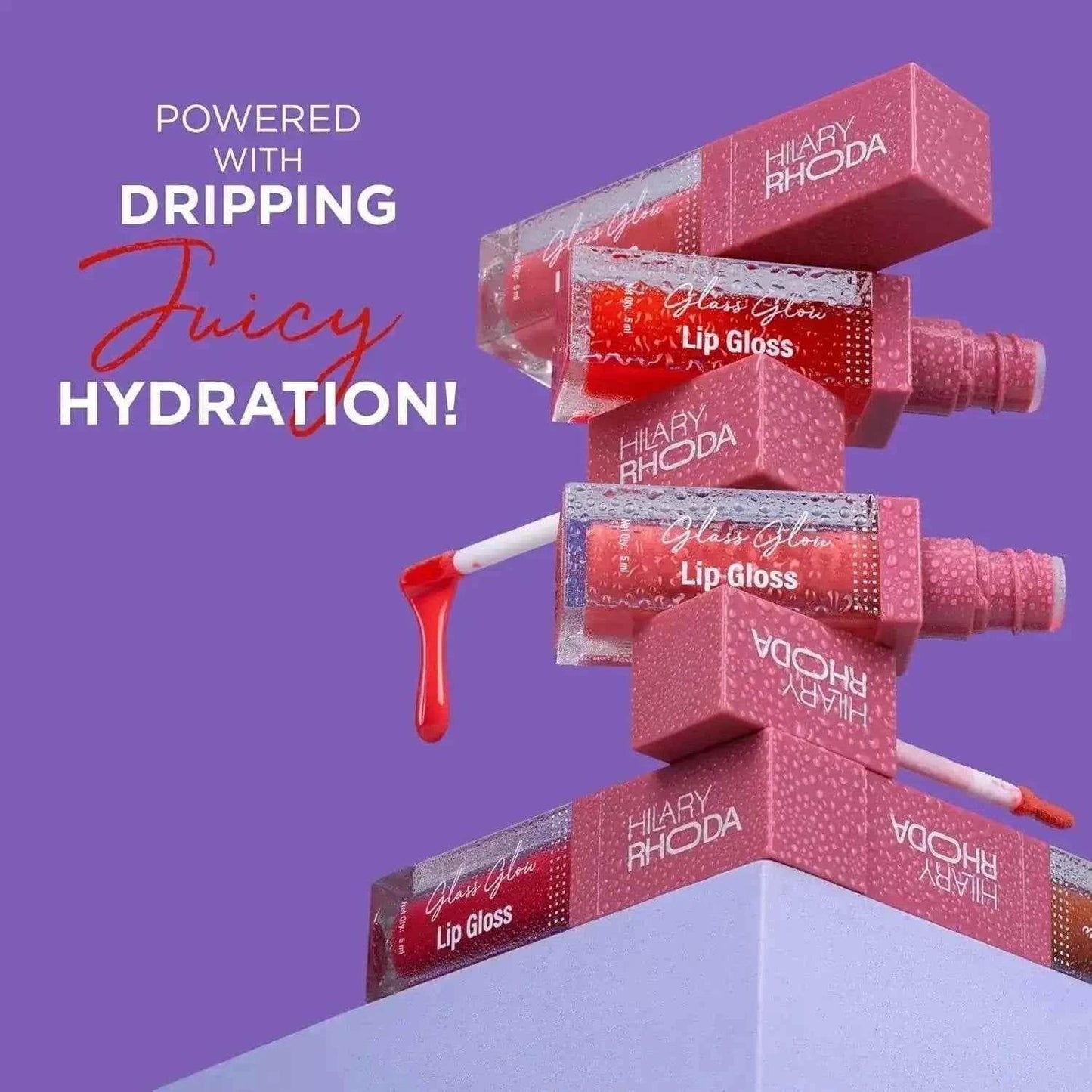 hilary rhoda glass glow lip gloss – nourishing, hydrating, high shine, juicy & plump lips, 5ml (peach me)