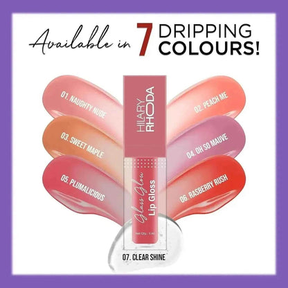 Hilary Rhoda Glass Glow Lip Gloss – Nourishing, Hydrating, High Shine, Juicy & Plump Lips, 5ml (Peach Me)