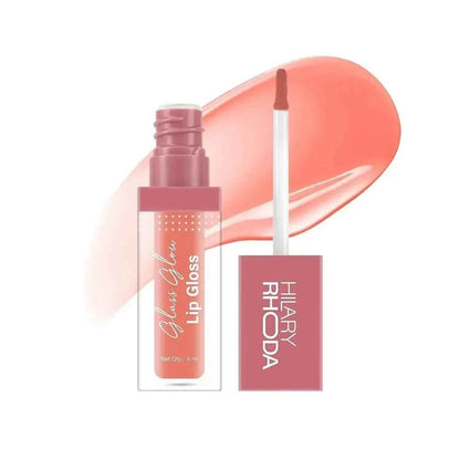 Hilary Rhoda Glass Glow Lip Gloss – Nourishing, Hydrating, High Shine, Juicy & Plump Lips, 5ml (Peach Me)