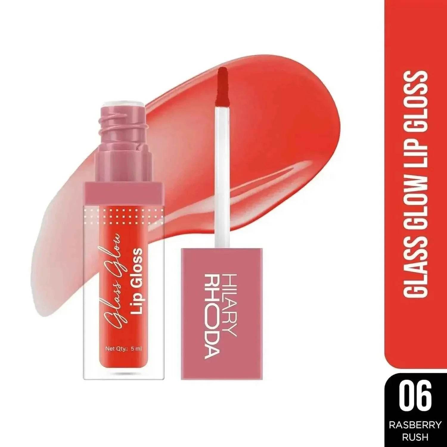 Hilary Rhoda Glass Glow Lip Gloss – Nourishing, Hydrating, High Shine, Juicy & Plump Lips, 5ml (Raspberry Rush)