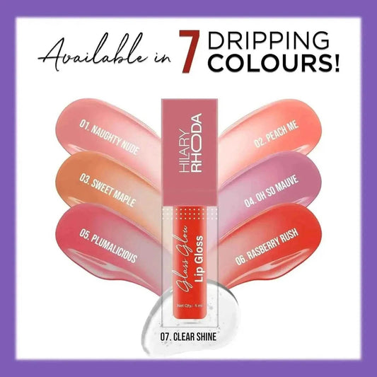 Hilary Rhoda Glass Glow Lip Gloss – Nourishing, Hydrating, High Shine, Juicy & Plump Lips, 5ml (Raspberry Rush)