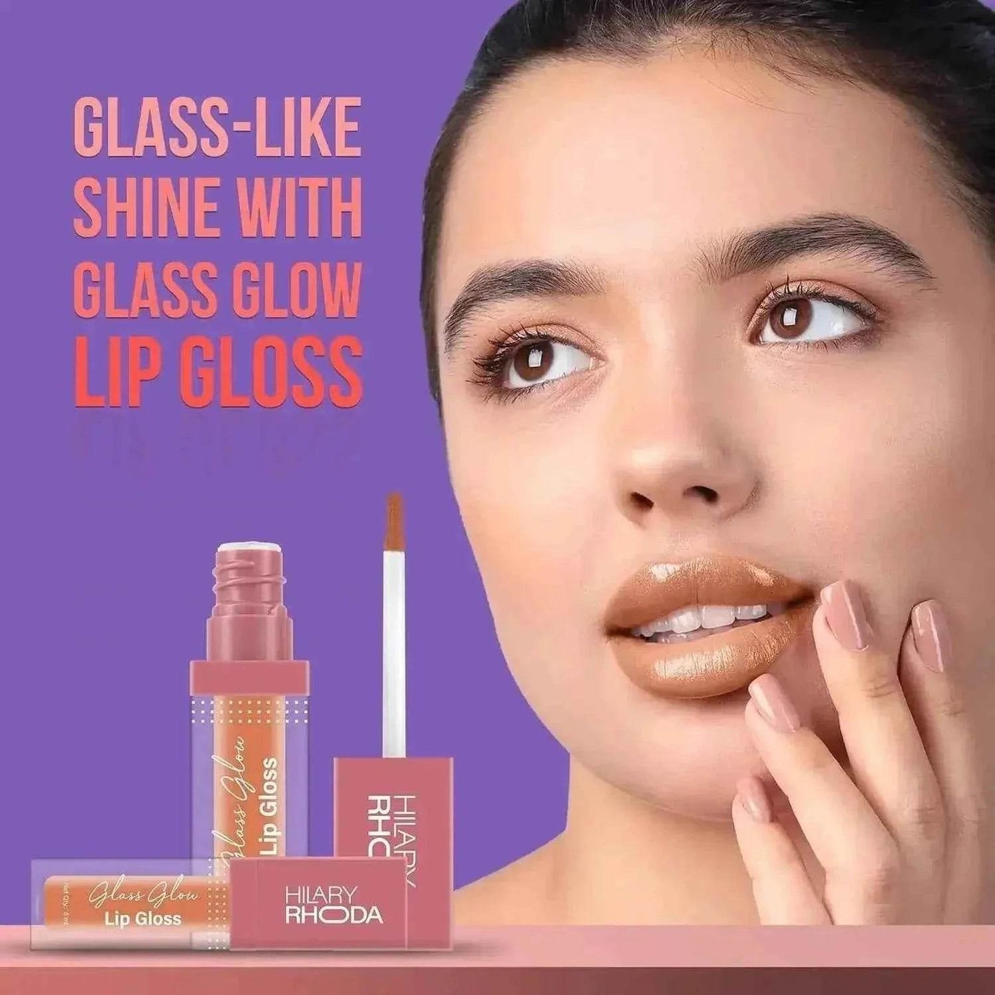 hilary rhoda glass glow lip gloss – nourishing, hydrating, high shine, juicy & plump lips, 5ml (sweet maple)