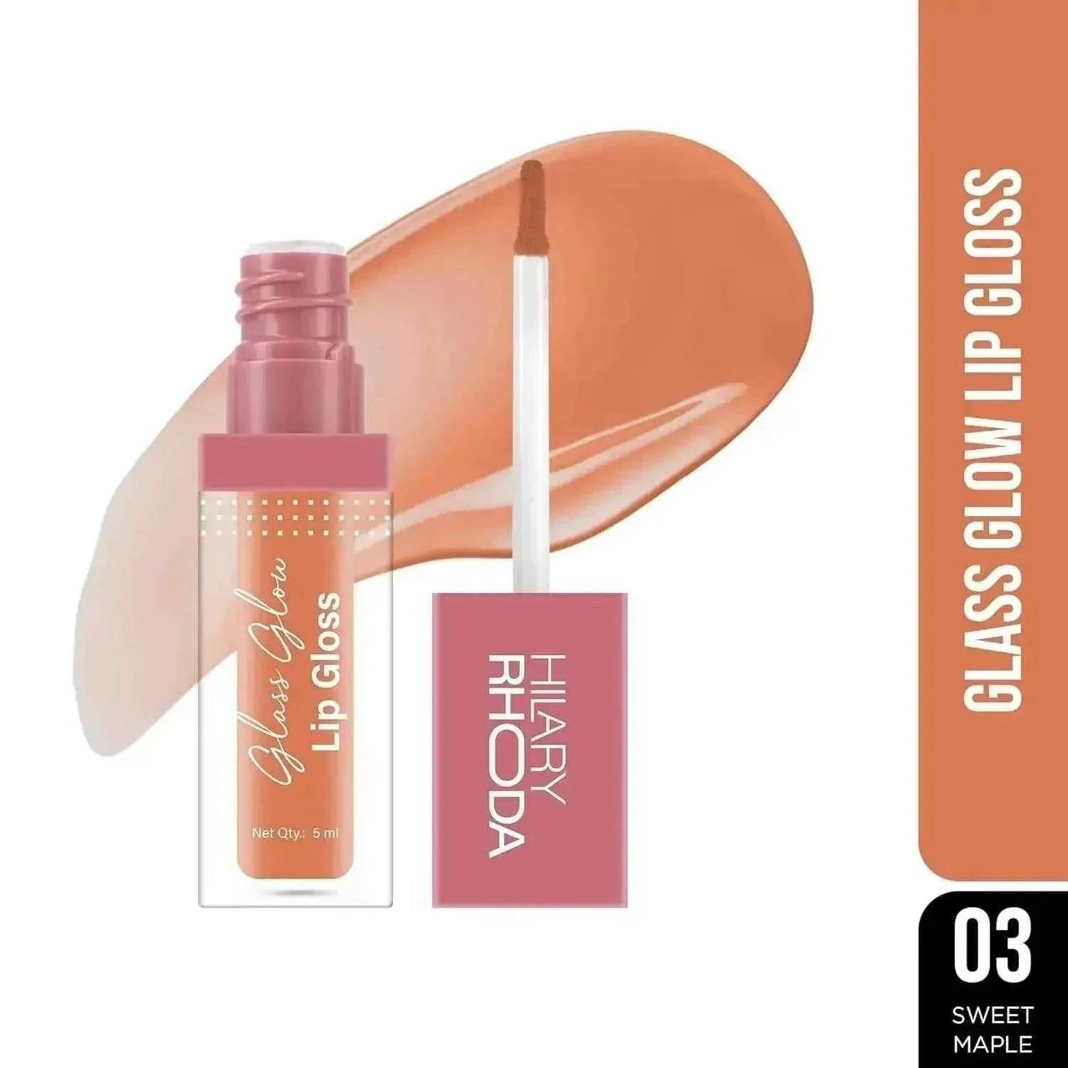 Hilary Rhoda Glass Glow Lip Gloss – Nourishing, Hydrating, High Shine, Juicy & Plump Lips, 5ml (Sweet Maple)