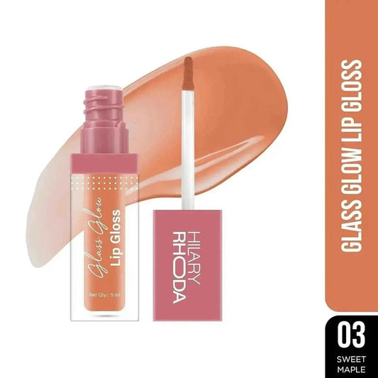 Hilary Rhoda Glass Glow Lip Gloss – Nourishing, Hydrating, High Shine, Juicy & Plump Lips, 5ml (Sweet Maple)