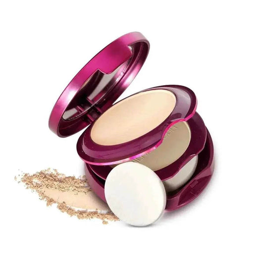 Hilary Rhoda HD High-Definition Pressed Powder - 2-in-1 Compact, Shimmery & Matte Finish, Oil Control, 18g (Buff Beige - Shade 03)
