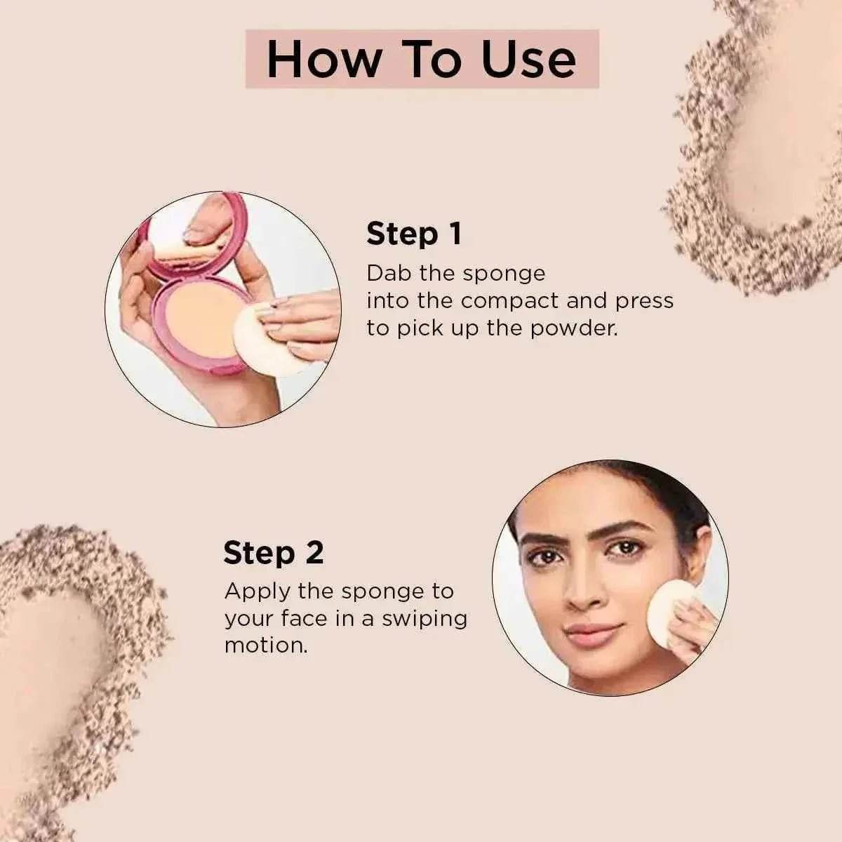 hilary rhoda hd high-definition pressed powder - 2-in-1 compact, shimmery & matte finish, oil control, 18g (my ivory - shade 01)