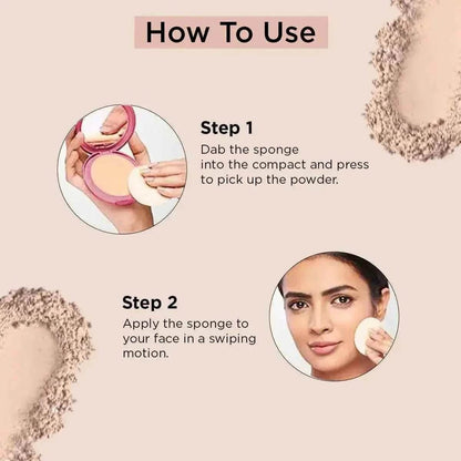 Hilary Rhoda HD High-Definition Pressed Powder - 2-in-1 Compact, Shimmery & Matte Finish, Oil Control, 18g (My Ivory - Shade 01)