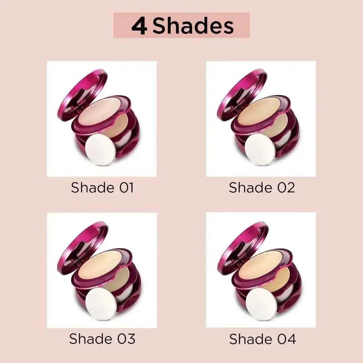 hilary rhoda hd high-definition pressed powder - 2-in-1 compact, shimmery & matte finish, oil control, 18g (my ivory - shade 01)