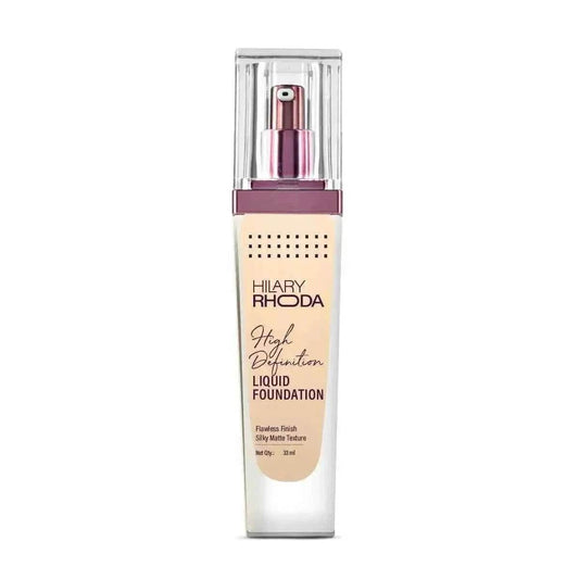 Hilary Rhoda High Definition Foundation - Full Coverage, Matte Finish, Hides Pores & Blemishes, 33ml (Rose Blush | Shade 02)