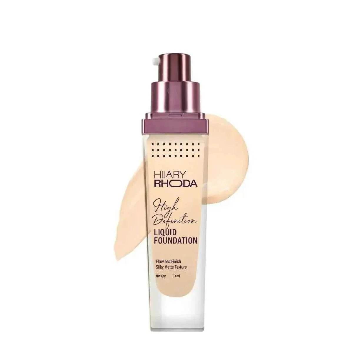hilary rhoda high definition foundation - full coverage, matte finish, hides pores & blemishes, 33ml (white ivory | shade 01)