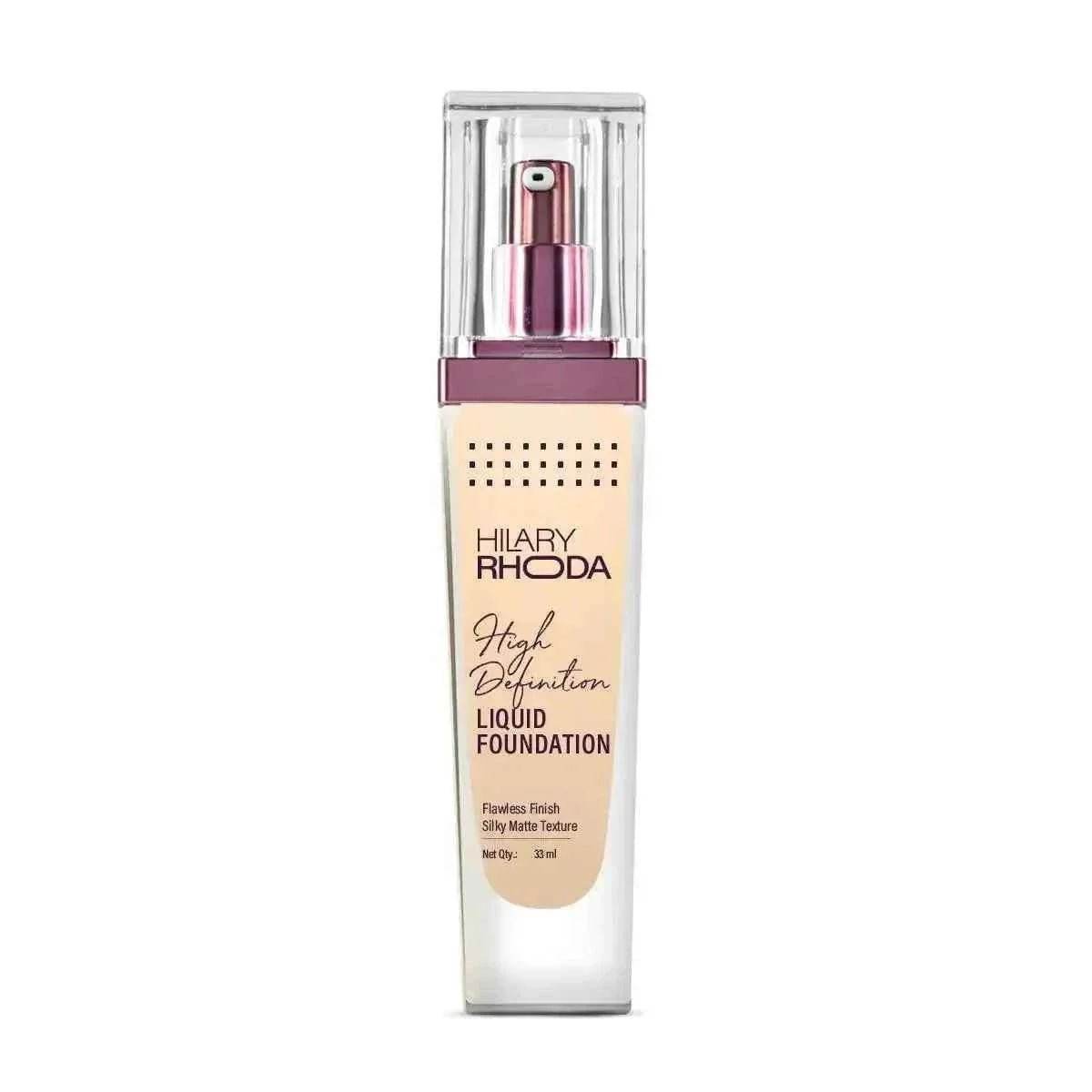 Hilary Rhoda High Definition Foundation - Full Coverage, Matte Finish, Hides Pores & Blemishes, 33ml (White Ivory | Shade 01)