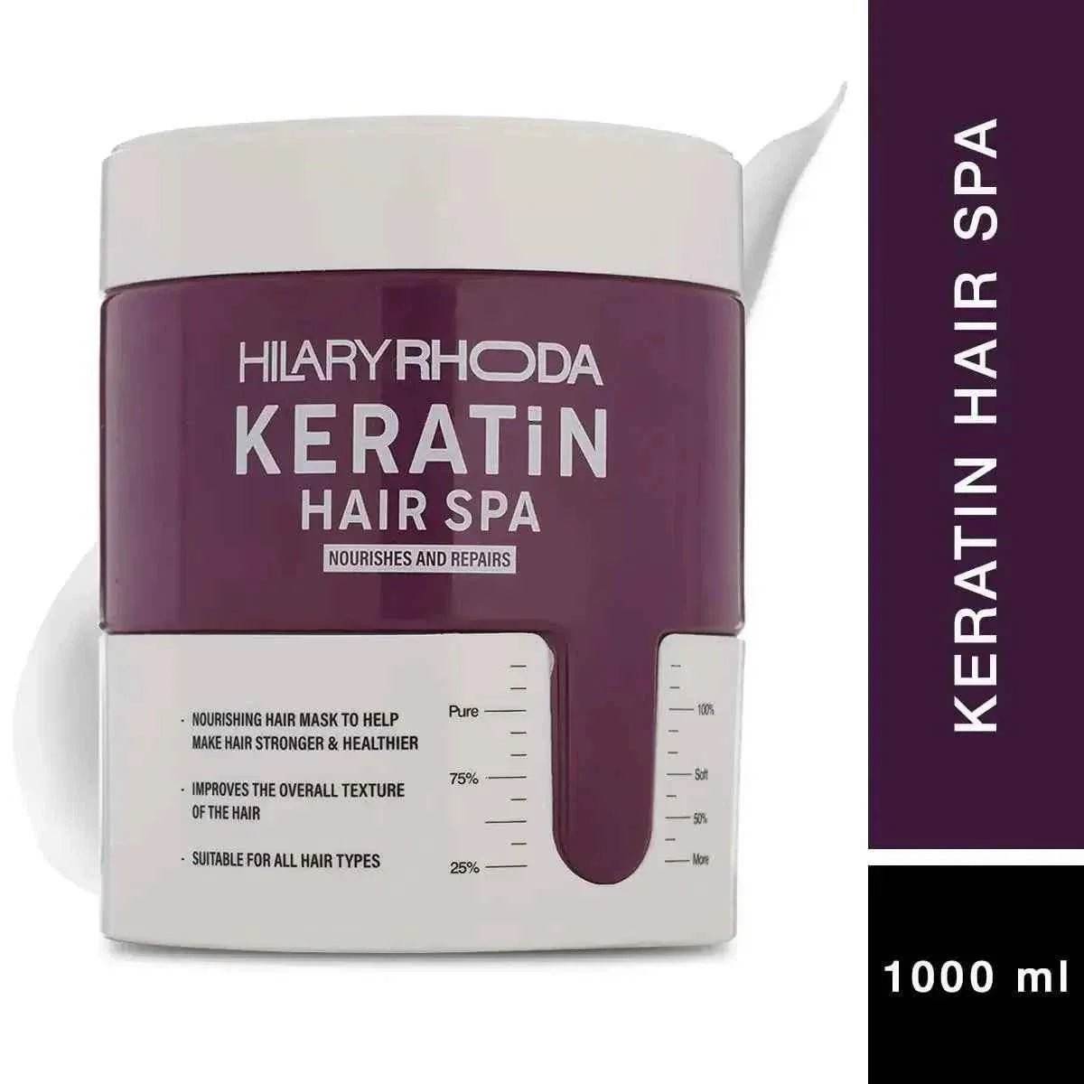 Hilary Rhoda Keratin Hair Spa - Deep Conditioning, Total Hair Repair, Strengthening & Smoothing, 1000ml (For All Hair Types)
