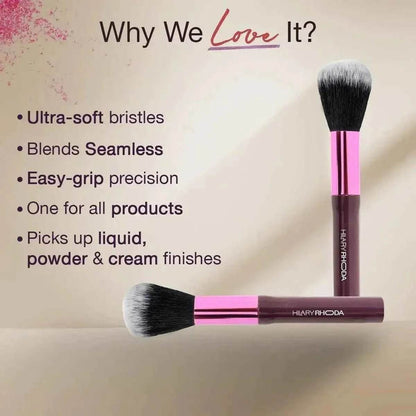 Hilary Rhoda One Touch Brush - Soft Bristle Makeup Brush for Cream, Liquid & Powder Foundation & Blush, Non-Absorbing