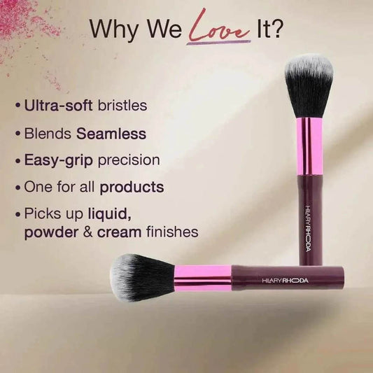 Hilary Rhoda One Touch Brush - Soft Bristle Makeup Brush for Cream, Liquid & Powder Foundation & Blush, Non-Absorbing
