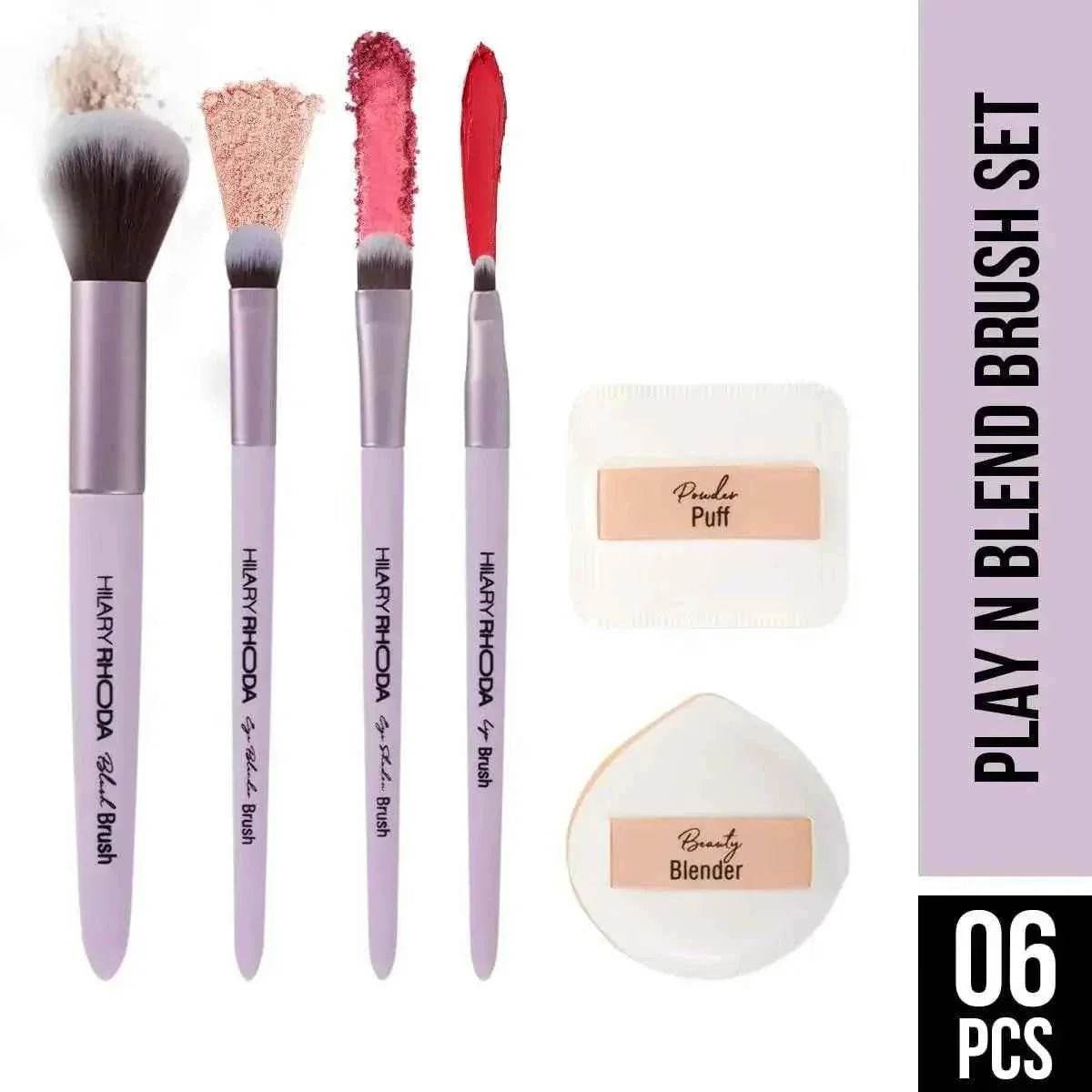 Hilary Rhoda Play n Blend Brush Set - Easy Blending for Cream, Liquid & Powder, Soft Bristles, 2 Eyeshadow Brushes, Blush & Lip Brush