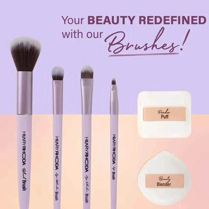 Hilary Rhoda Play n Blend Brush Set - Easy Blending for Cream, Liquid & Powder, Soft Bristles, 2 Eyeshadow Brushes, Blush & Lip Brush