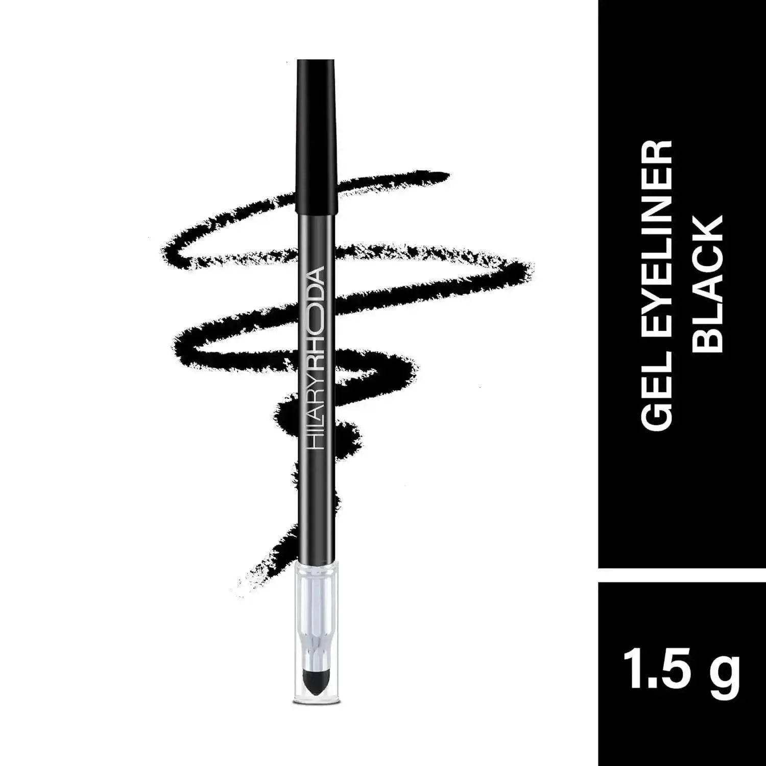 Hilary Rhoda Play n Blend Gel Eyeliner | One Stroke Application | Highly Pigmented, Matte & Shimmer Finish | 2-in-1 Smudger + Eyeliner (Black, Shade 03) 1.5g