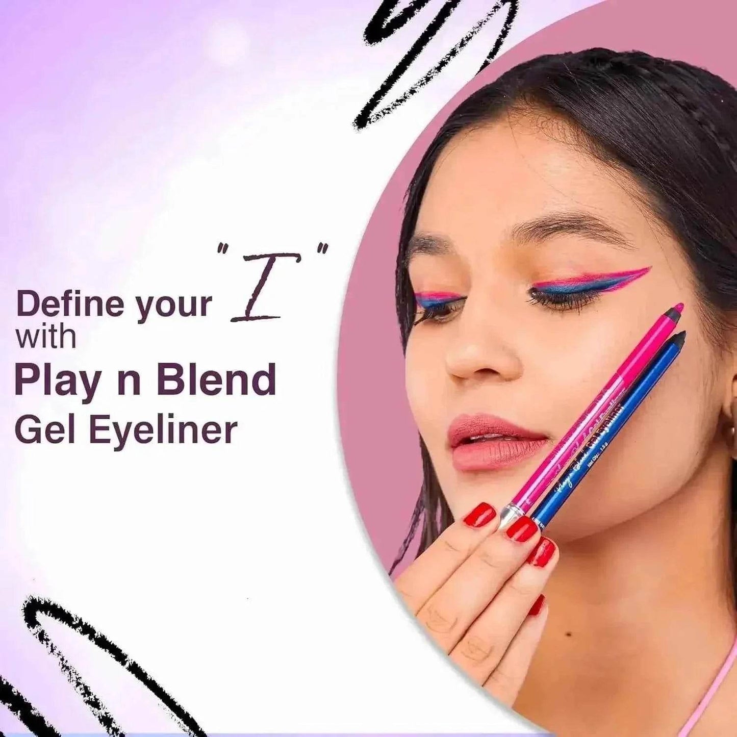 hilary rhoda play n blend gel eyeliner | one stroke application | highly pigmented, matte & shimmer finish | 2-in-1 smudger + eyeliner (dark blue topaz, shade 05) 1.5g