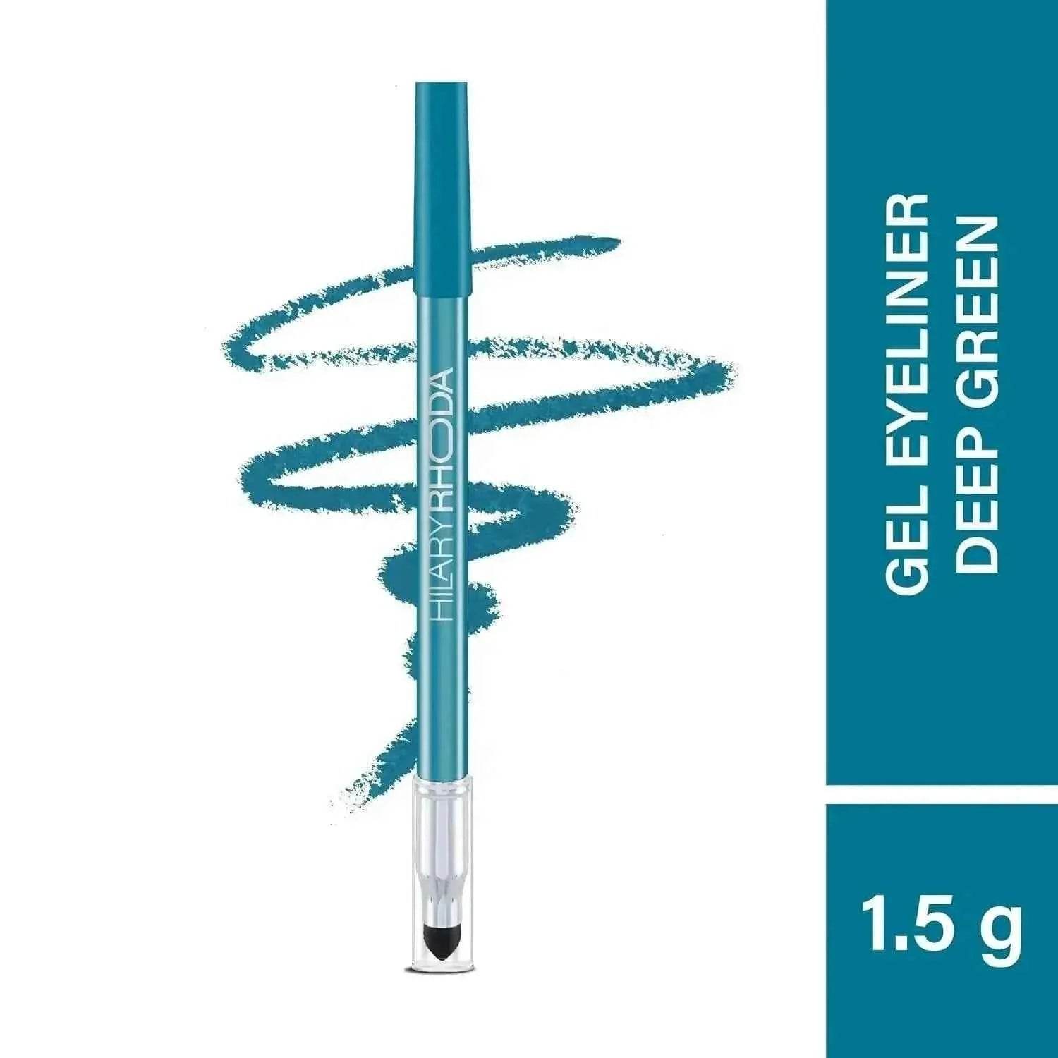 Hilary Rhoda Play n Blend Gel Eyeliner | One Stroke Application | Highly Pigmented, Matte & Shimmer Finish | 2-in-1 Smudger + Eyeliner (Deep Green, Shade 06) 1.5g