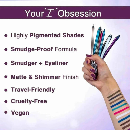 Hilary Rhoda Play n Blend Gel Eyeliner | One Stroke Application | Highly Pigmented, Matte & Shimmer Finish | 2-in-1 Smudger + Eyeliner (Deep Green, Shade 06) 1.5g