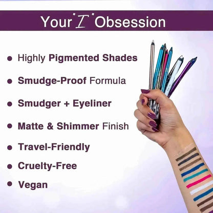 Hilary Rhoda Play n Blend Gel Eyeliner | One Stroke Application | Highly Pigmented, Matte & Shimmer Finish | 2-in-1 Smudger + Eyeliner (Olive Shimmer, Shade 02) 1.5g