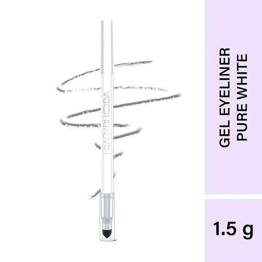 Hilary Rhoda Play n Blend Gel Eyeliner | One Stroke Application | Highly Pigmented, Matte & Shimmer Finish | 2-in-1 Smudger + Eyeliner (Pure White, Shade 08) 1.5g