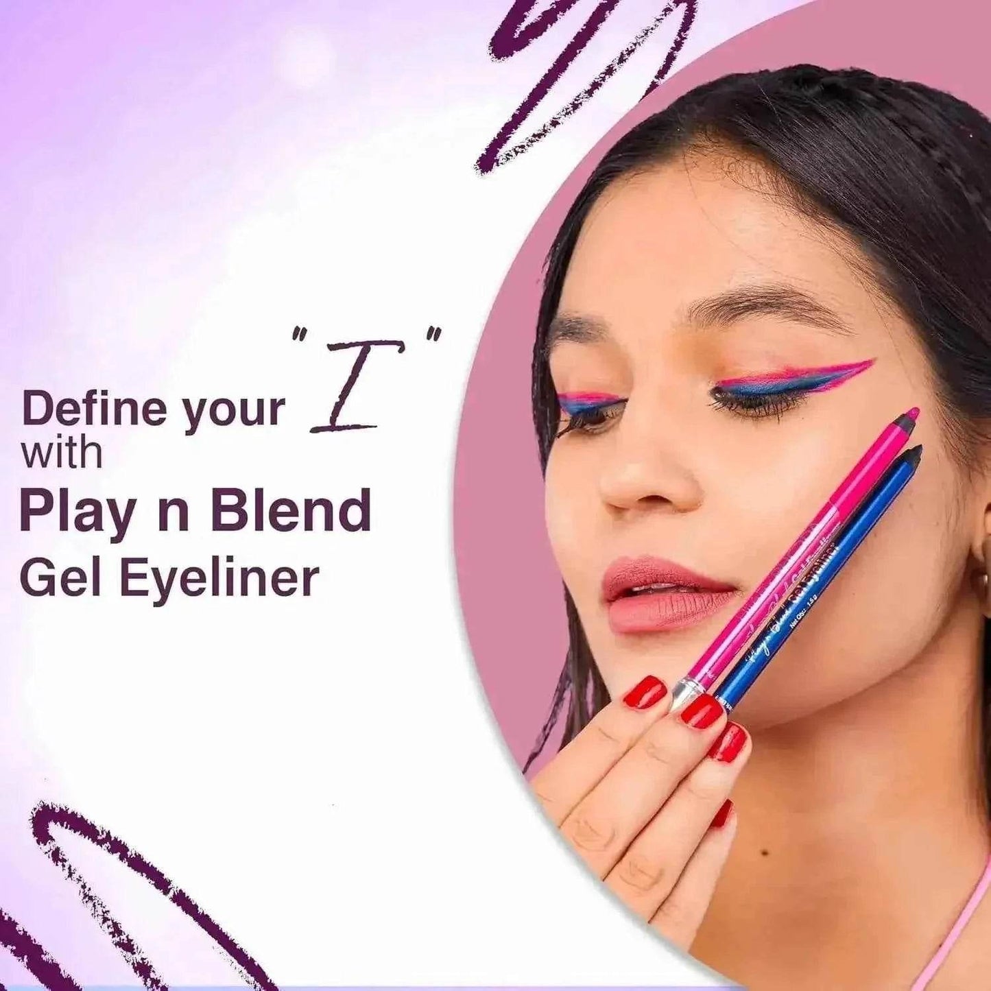 hilary rhoda play n blend gel eyeliner | one stroke application | highly pigmented, matte & shimmer finish | 2-in-1 smudger + eyeliner (purple drama, shade 12) 1.5g