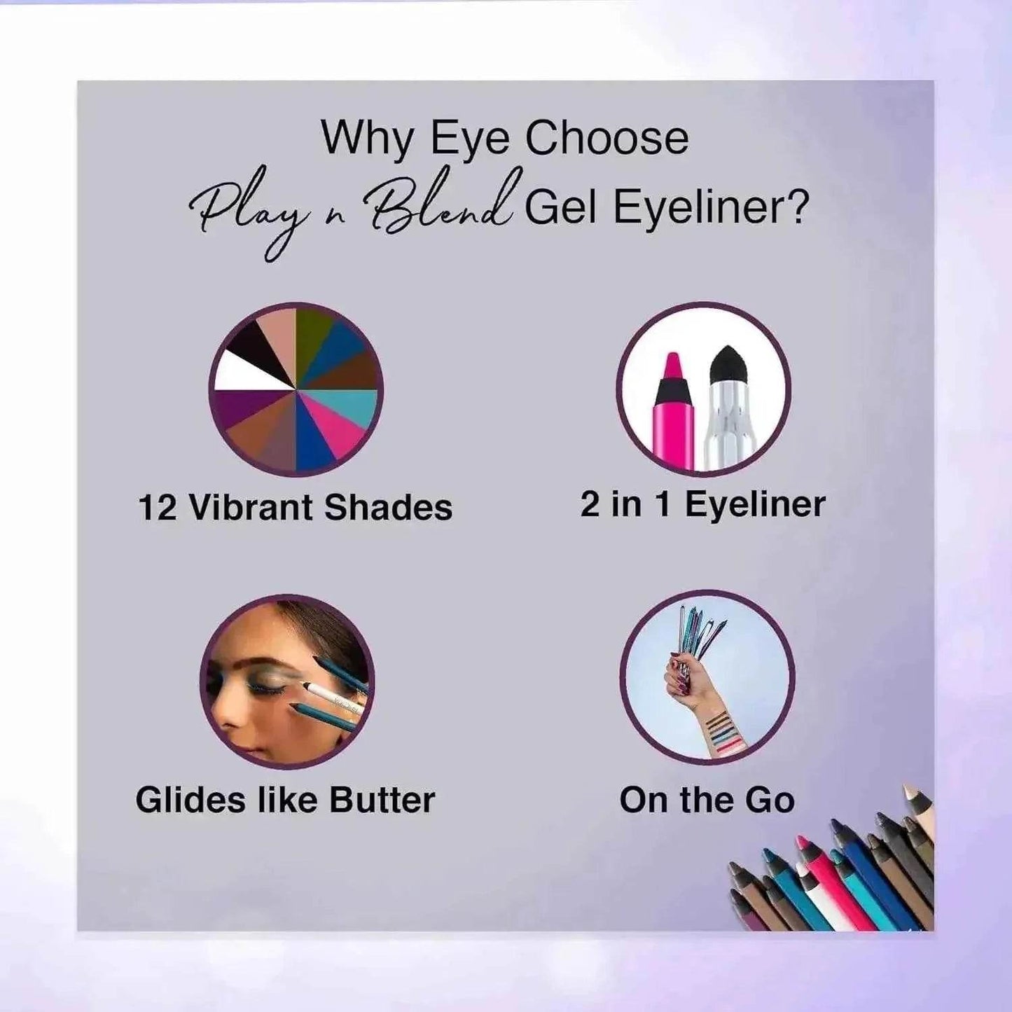 hilary rhoda play n blend gel eyeliner | one stroke application | highly pigmented, matte & shimmer finish | 2-in-1 smudger + eyeliner (shimmer brown, shade 11) 1.5g