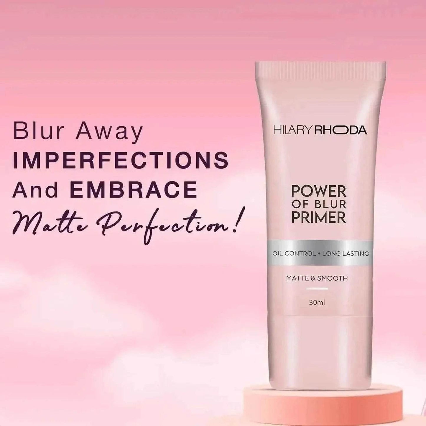 hilary rhoda power of blur primer - lightweight, silicone-based, matte finish, oil-control, infused with vitamins a & e, waterproof, 30ml