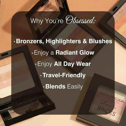 Hilary Rhoda Shimmer Bricks Highlighter Palette - Bronzers, Highlighters & Blushes, Highly Pigmented, Long-Lasting Glow (Shade 01, 8.1g)