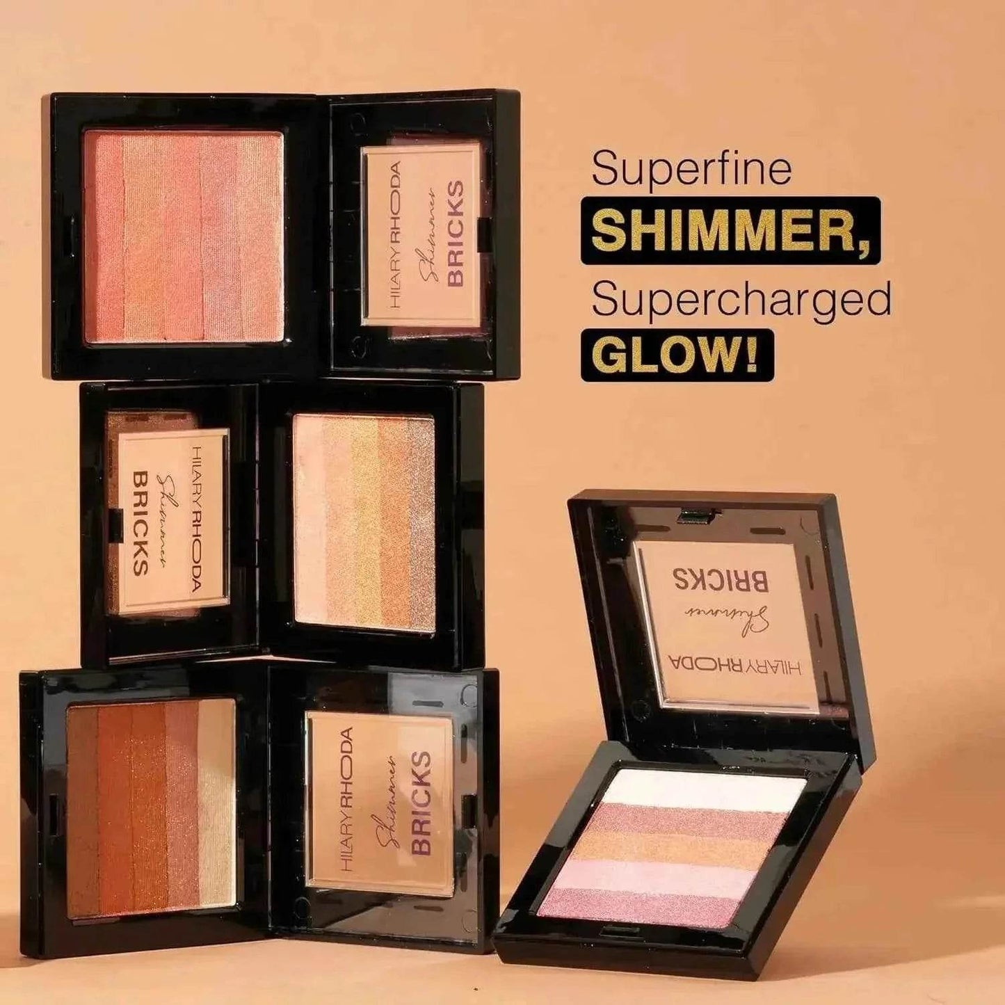 hilary rhoda shimmer bricks highlighter palette - bronzers, highlighters & blushes, highly pigmented, long-lasting glow (shade 01, 8.1g)
