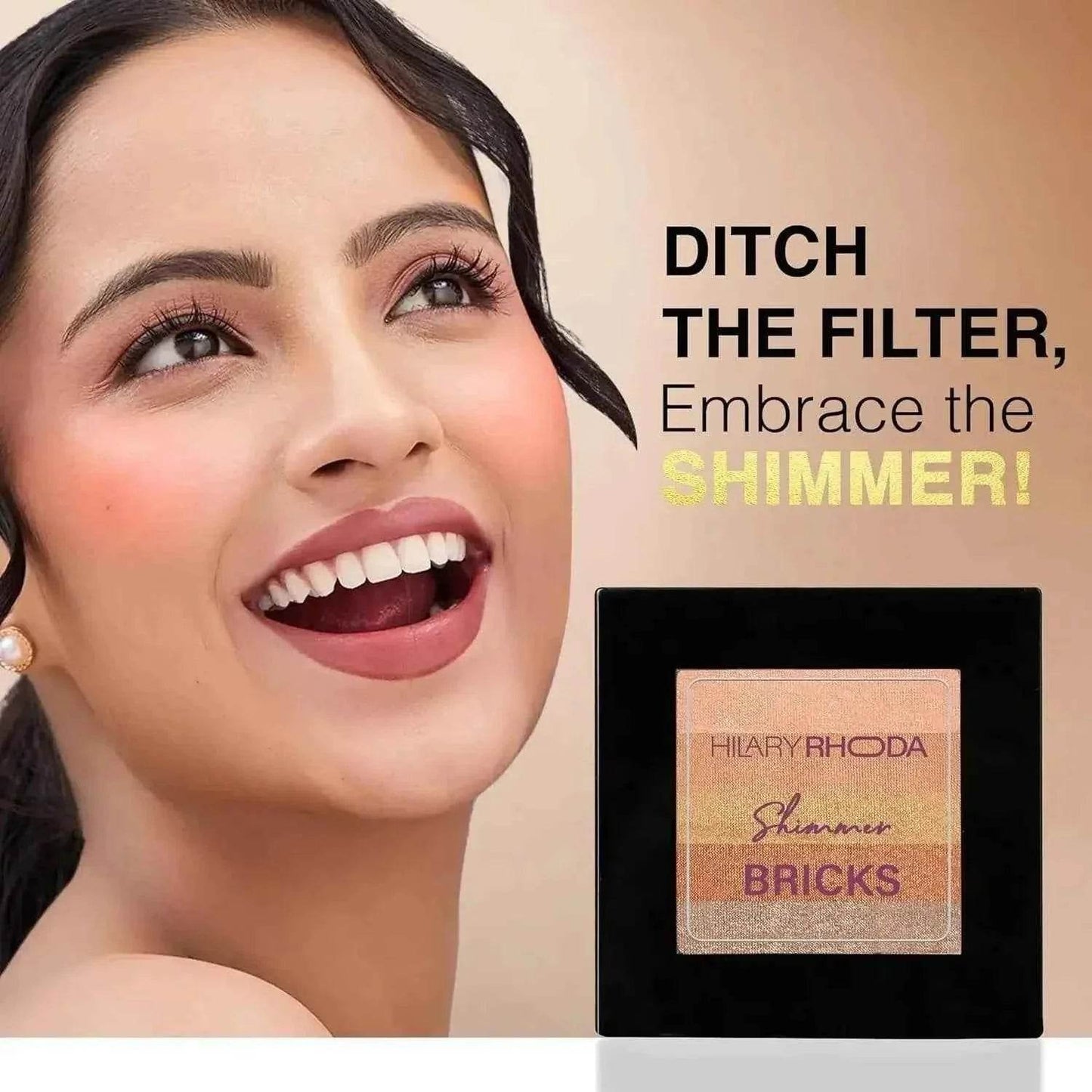 hilary rhoda shimmer bricks highlighter palette - bronzers, highlighters & blushes, highly pigmented, long-lasting glow (shade 01, 8.1g)