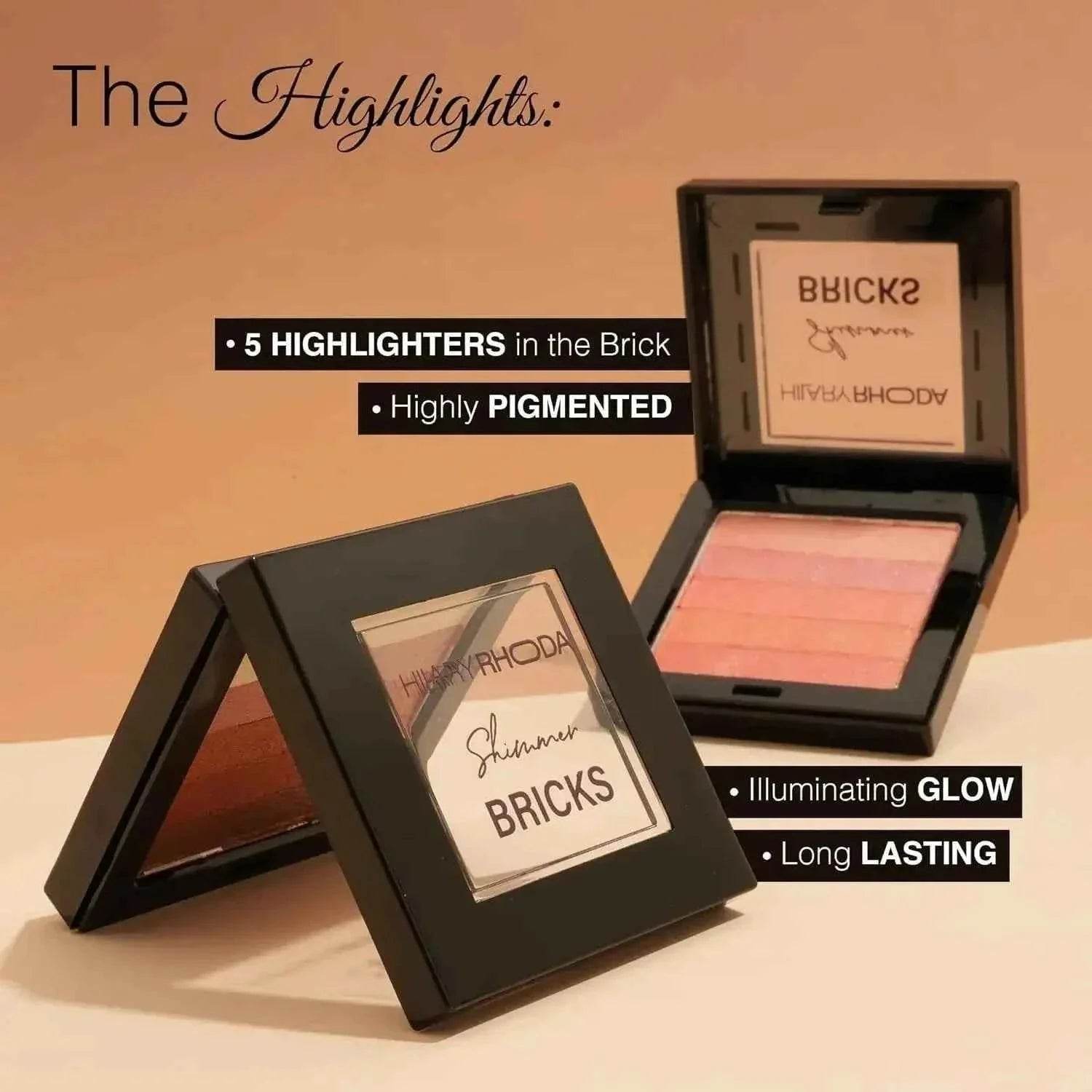 Hilary Rhoda Shimmer Bricks Highlighter Palette - Bronzers, Highlighters & Blushes, Highly Pigmented, Long-Lasting Glow (Shade 03, 8.1g)