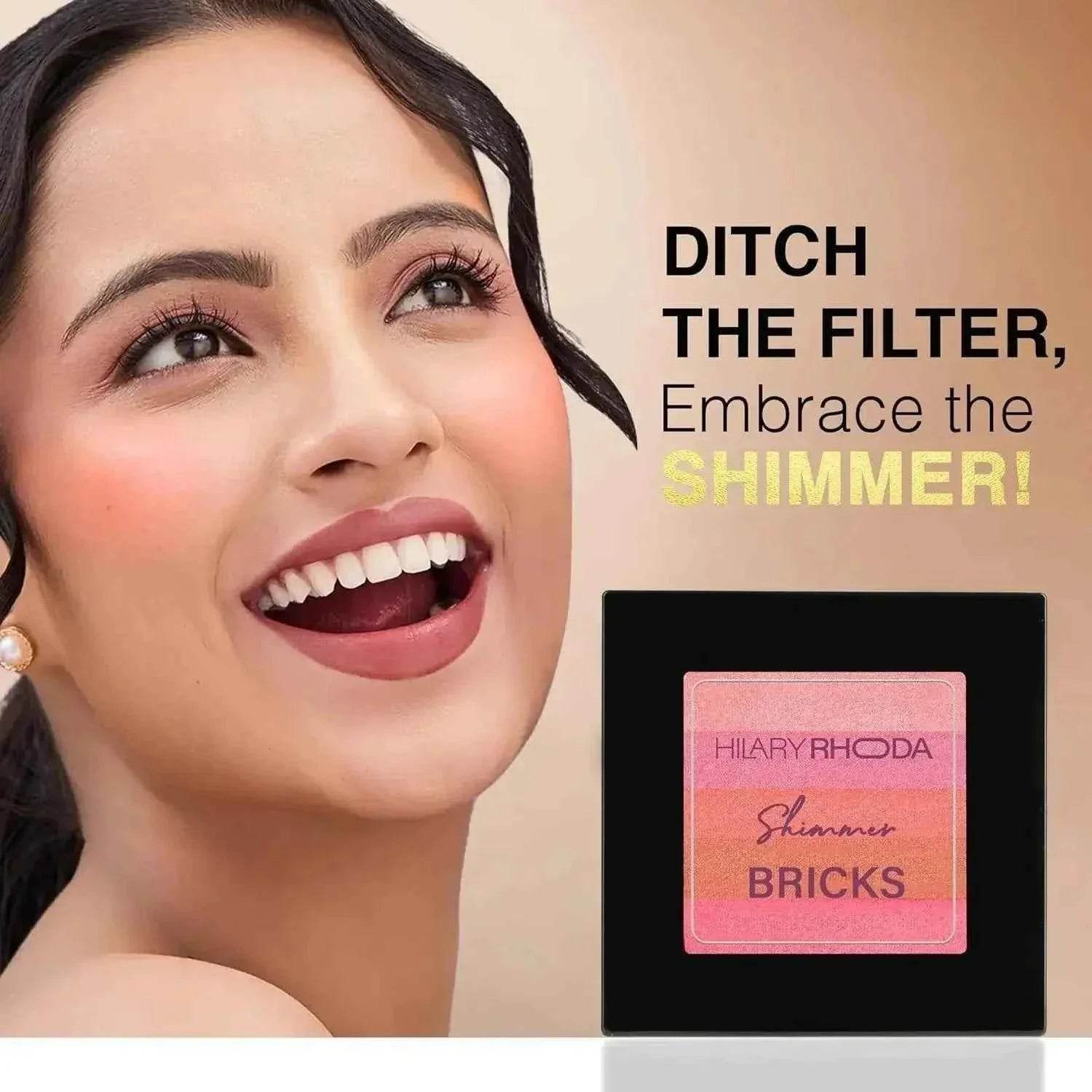 Hilary Rhoda Shimmer Bricks Highlighter Palette | Highly Pigmented Bronzers, Highlighters & Blushes | Long-Lasting Illuminating Glow (Shade 06, 8.1g)