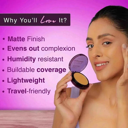 Hilary Rhoda Skin Perfecting Compact Powder - Nude Beige (Shade 04) | Oil Control & Matte Finish | Buildable Coverage | 6g