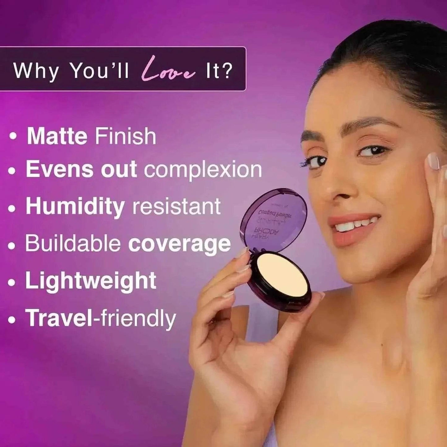 hilary rhoda skin perfecting compact powder - vanilla creme (shade 01) | oil control & matte finish | buildable coverage | 6g