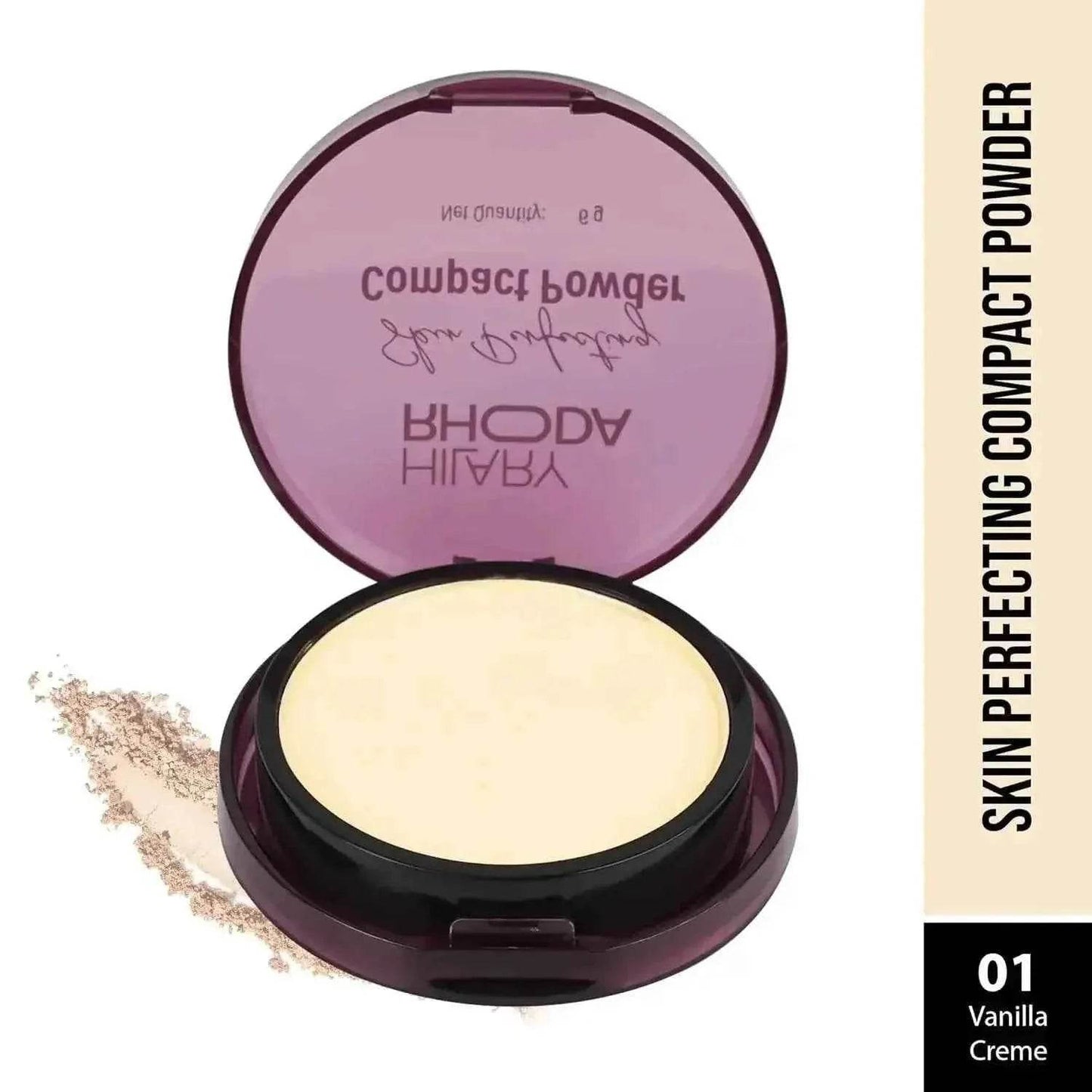 hilary rhoda skin perfecting compact powder - vanilla creme (shade 01) | oil control & matte finish | buildable coverage | 6g