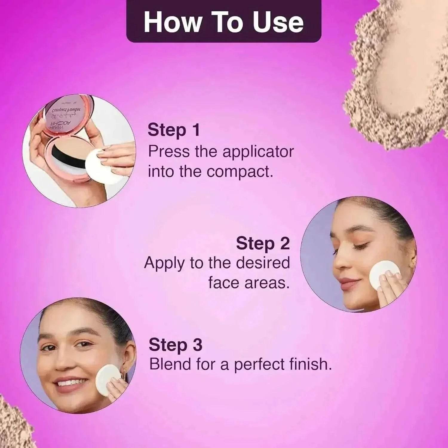 Hilary Rhoda Skin Perfecting Compact Powder - Vanilla Creme (Shade 01) | Oil Control & Matte Finish | Buildable Coverage | 6g