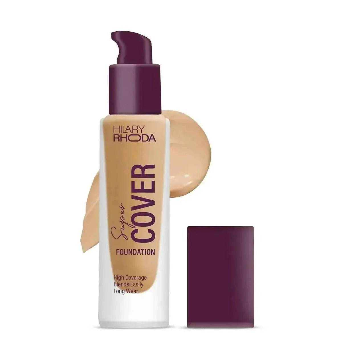hilary rhoda super cover foundation - high coverage, waterproof, 24-hour stay, matte finish, 30g (golden beige | shade 04)