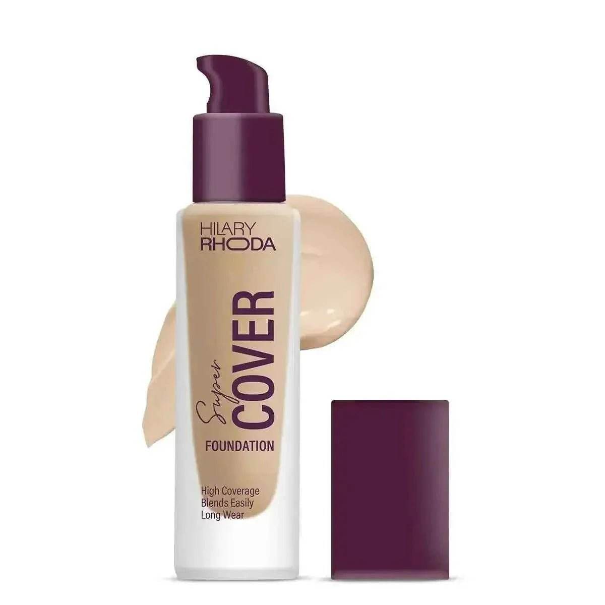 hilary rhoda super cover foundation - high coverage, waterproof, 24-hour stay, matte finish, 30g (nude beige | shade 03)