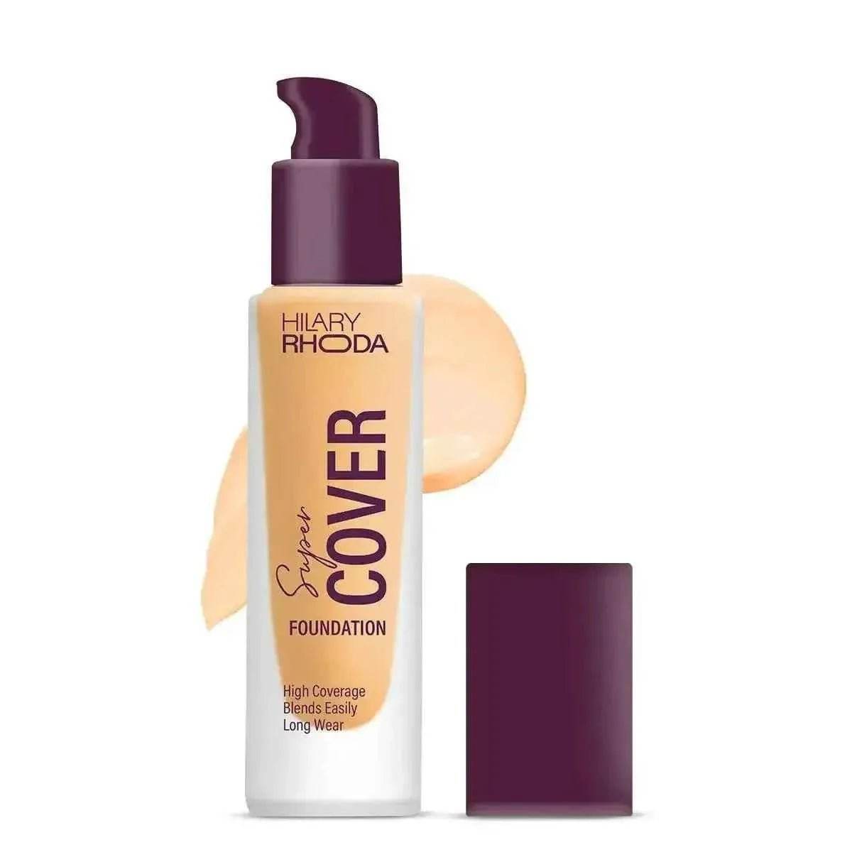 hilary rhoda super cover foundation - high coverage, waterproof, matte finish, 24-hour stay, blemish-free, 30g (fair ivory | shade 02)