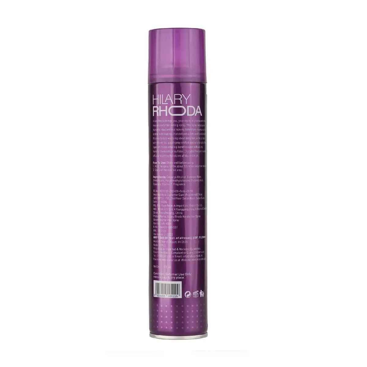 hillary rhoda super hold hair spray | ultra strong all day hold | no residue, sweat-proof | 420ml