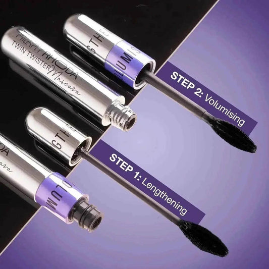 Hilary Rhoda Twin Twister Mascara | Volumizes & Lengthens | Waterproof, Smudge-Proof, Clump-Free | Enhances Curl | Highly Pigmented (12ml)