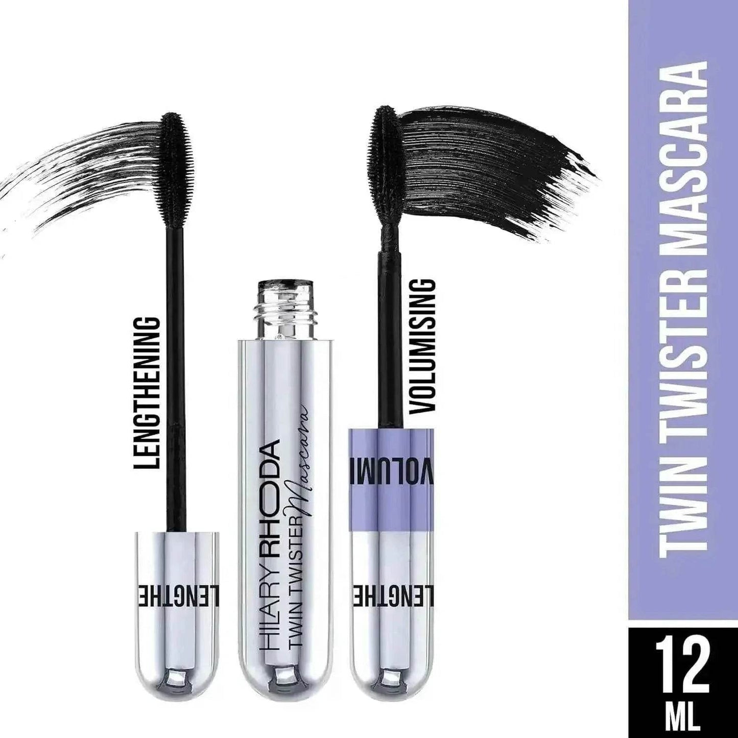 hilary rhoda twin twister mascara | volumizes & lengthens | waterproof, smudge-proof, clump-free | enhances curl | highly pigmented (12ml)