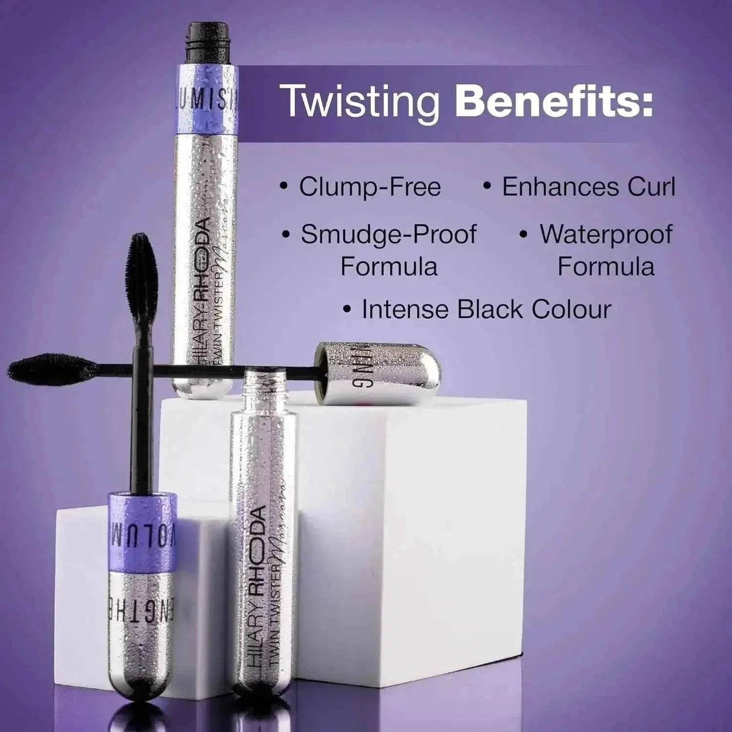 hilary rhoda twin twister mascara | volumizes & lengthens | waterproof, smudge-proof, clump-free | enhances curl | highly pigmented (12ml)