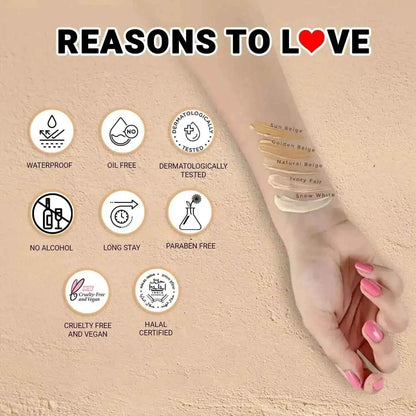 Iba Pure Skin Liquid Foundation – Natural Beige (30ml) | Full Coverage | Oil-Free, Lightweight & Long Lasting | Dewy Finish with SPF 15 | Halal & Vegan